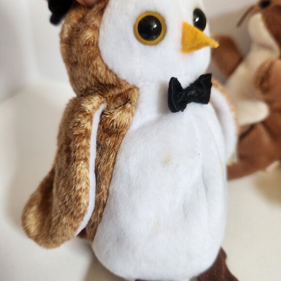 Ty Beanie Baby Babies - All 3 Katrina Bear Wisest Owl Squirrel Nuts - Picture 3 of 6